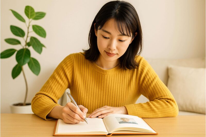 初心者が自分史を本にまとめる手順や準備方法を説明するための画像
