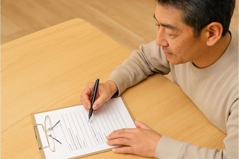 自分史制作におけるヒアリングシートの活用方法を示すイメージ写真