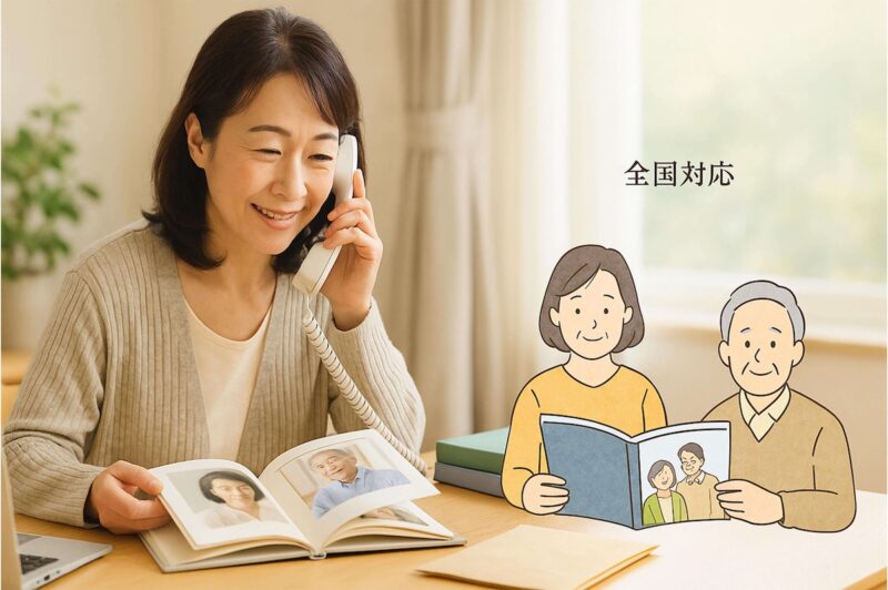 全国対応で自分史や故人・親・ペットの思い出を本に残すサービスを紹介する画像