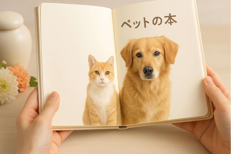 大切な家族であるペットを偲び、供養に寄り添う特別な一冊を表現したイメージ写真