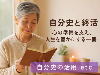 自分史と終活を通じて心の準備を支え、人生を豊かにする一冊を紹介する写真