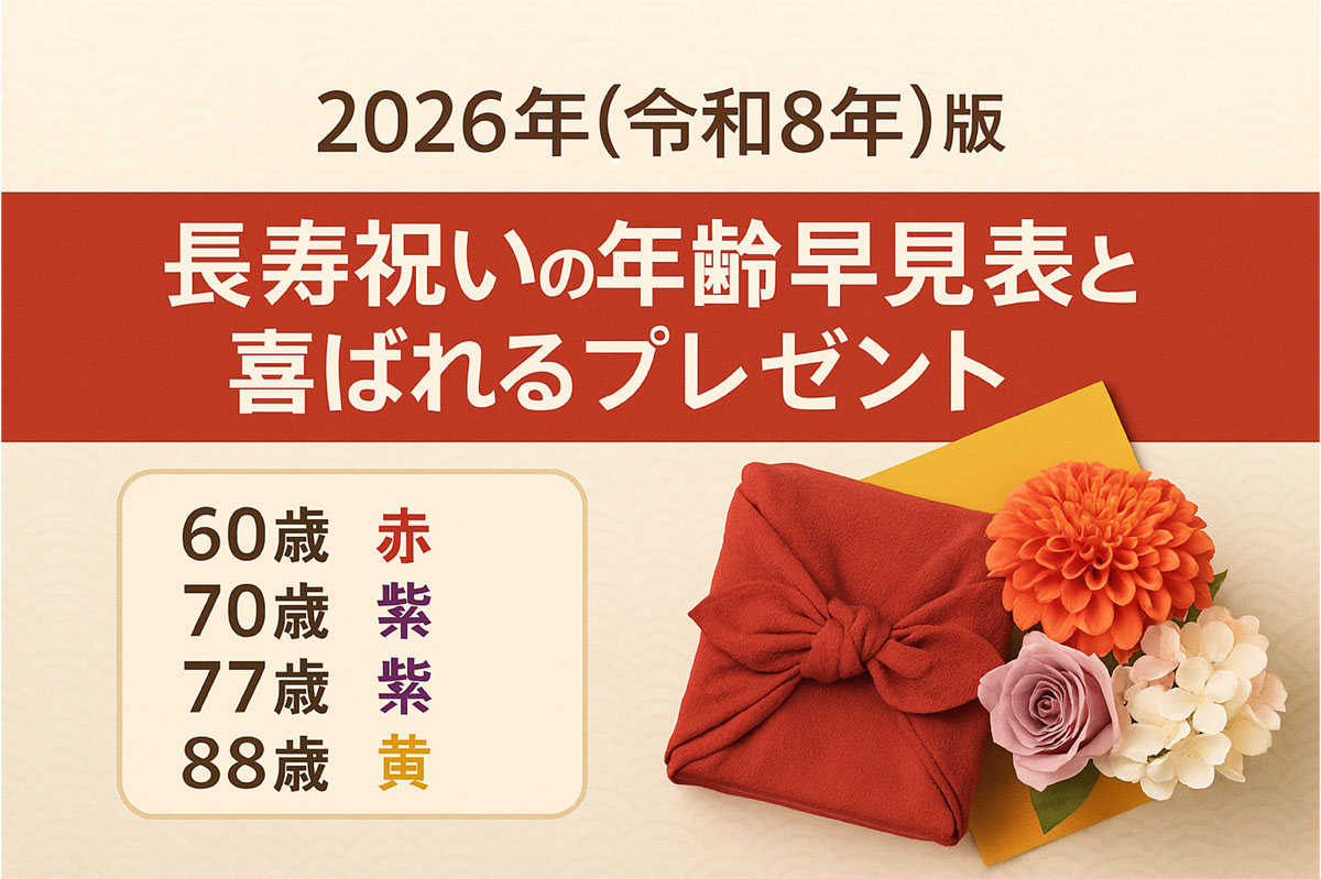 2026年(令和8年)版|長寿祝いの年齢早見表と喜ばれるプレゼント